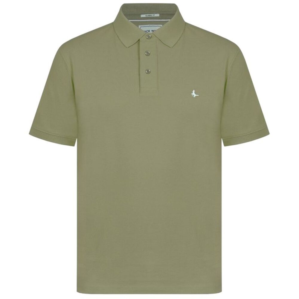 Jack Wills Mens Classic Embroidered Logo Polo Shirt / Dry Grass
